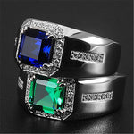 Trendy Emerald Sapphire Men Ring - 925 Sterling SilverRings