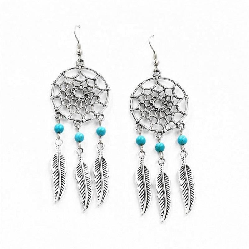 Turquoise Dream Catcher Necklace and Earrings SetNecklace