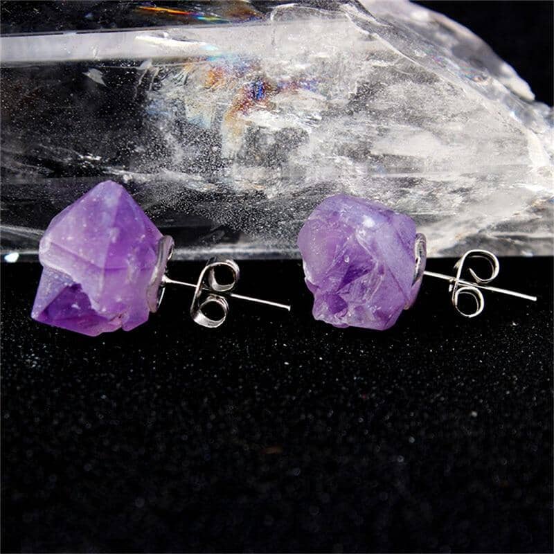 Irregular Raw Amethyst Stud EarringsEarrings