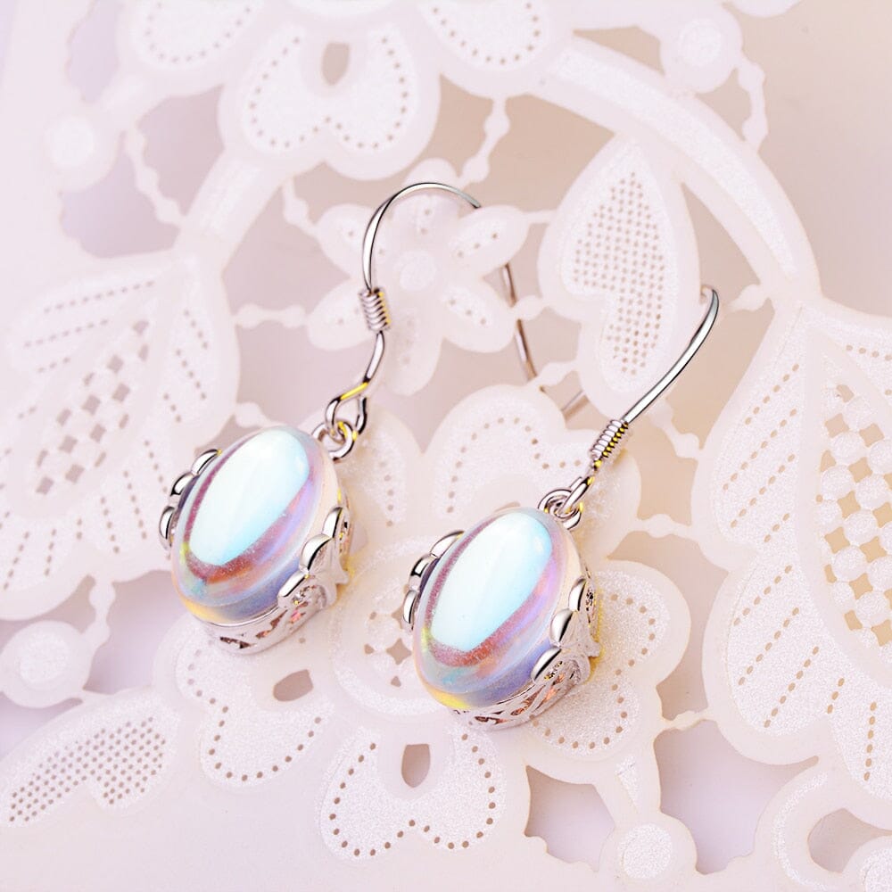 Colorful Moonstone Dangle Earrings - 925 Sterling SilverEarrings