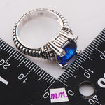 Four Hearts on Sapphire Blue CZ Ring - 925 Sterling SilverRing