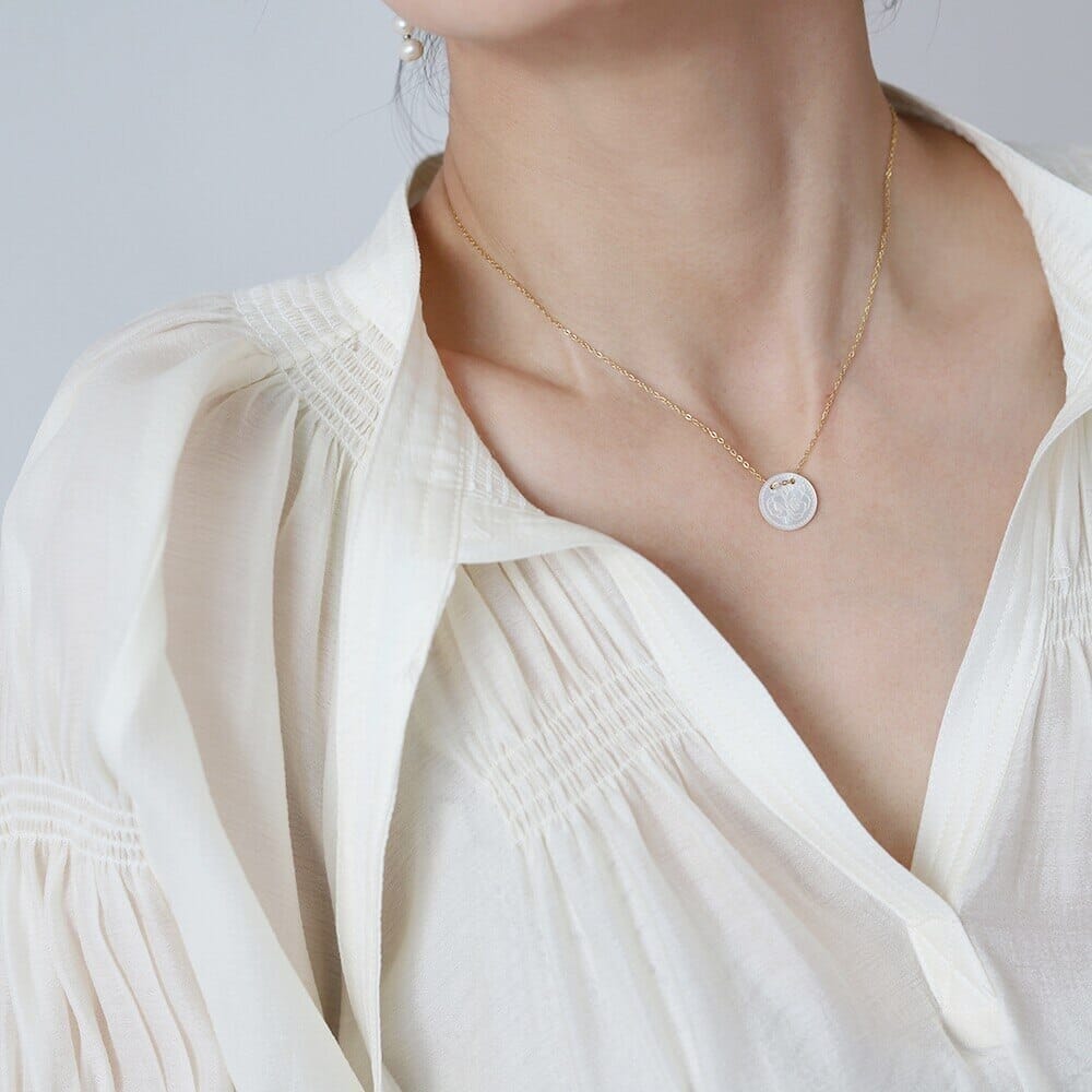 316L Stainless Steel Puka Shell Carved NecklaceNecklace