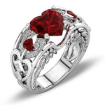 Romantic Ruby Heart With Zircon Couple RingsRing12Women