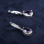 Water Drop Shaped Amethyst Earrings - 925 Sterling SilverEarrings