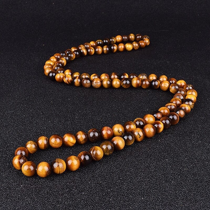 Natural Tiger Eye Stone Beads Necklaces Men Fashion Meditation Yoga Necklaces for Women New Design Handmade Reiki Prayer JewelryNecklace