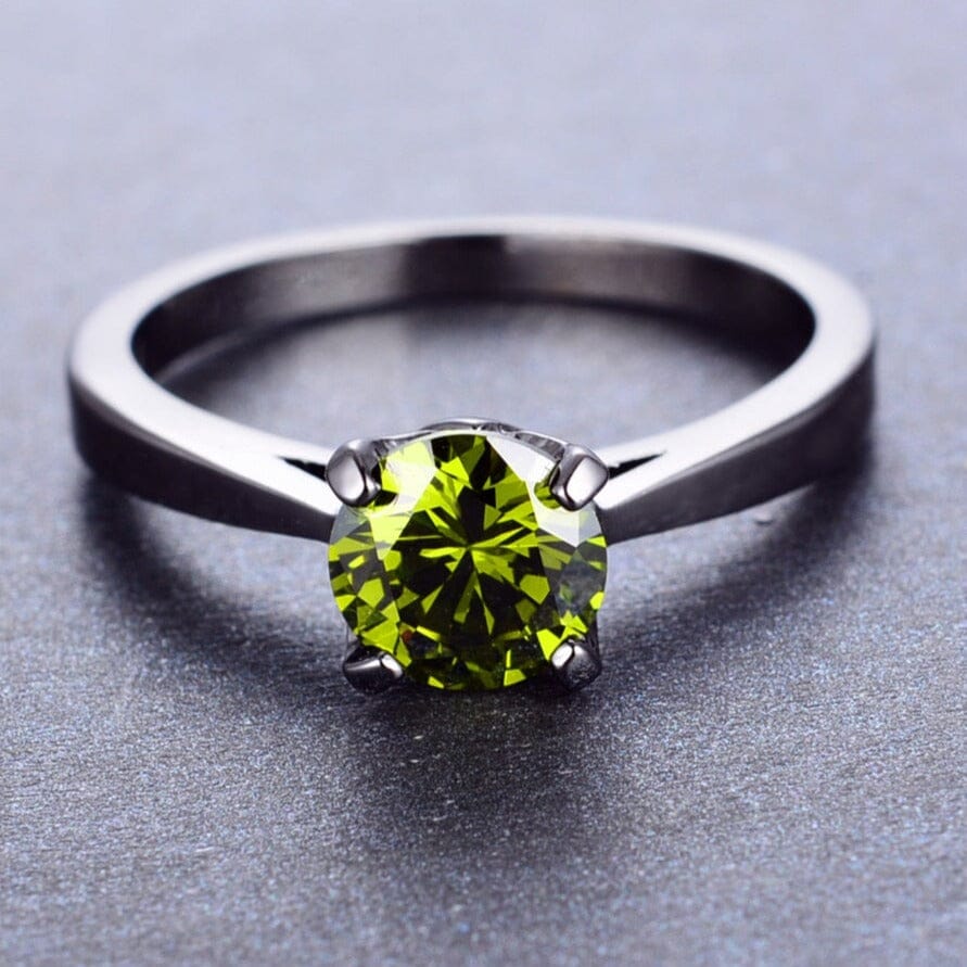 Simple Black Gold Design Peridot RingRing6