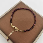 Natural Stones Pulsera Faceted Garnet Adjustable Bracelet - 14K Gold Filled ChainBracelet