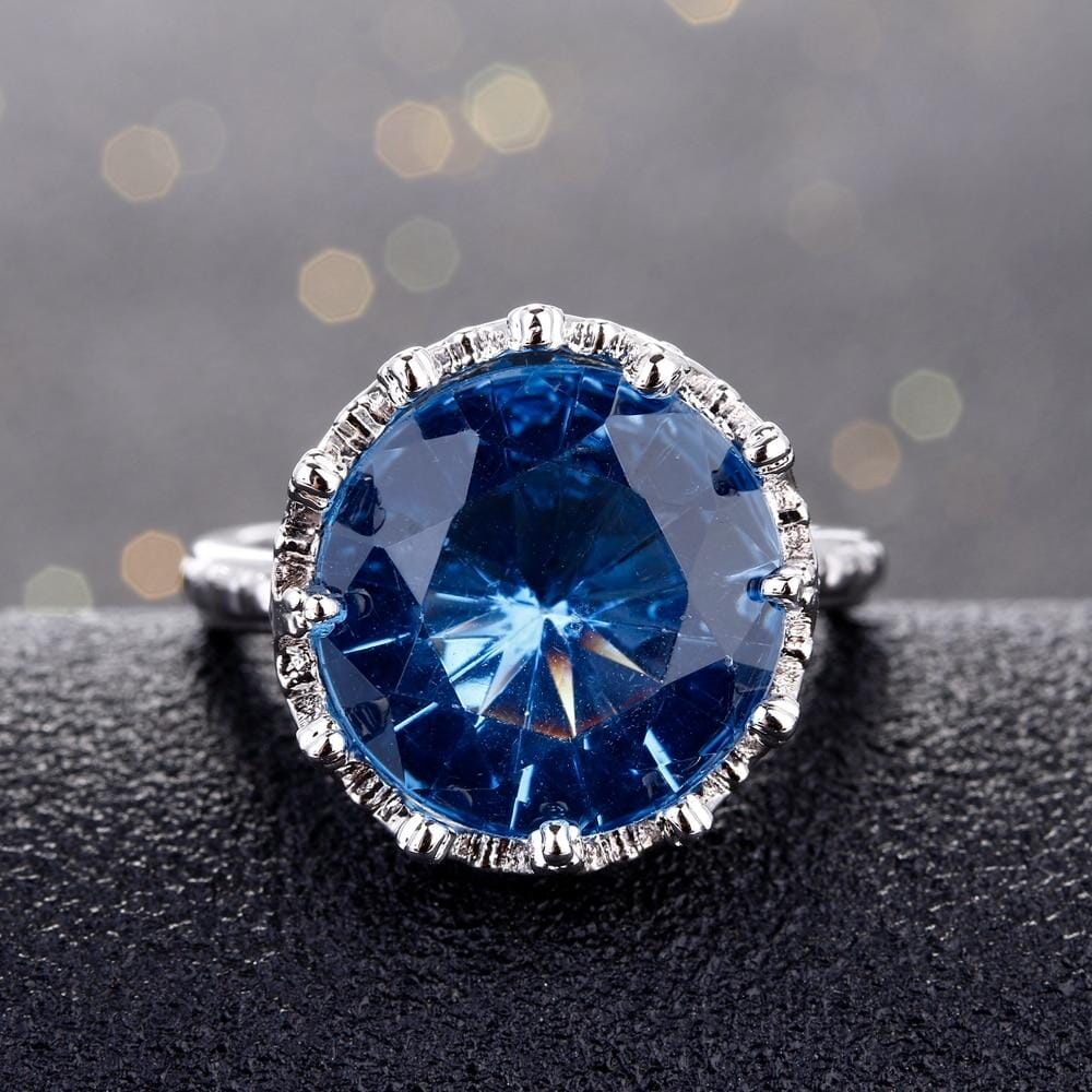 Blue Sapphire Crown Ring - 925 Sterling SilverRing