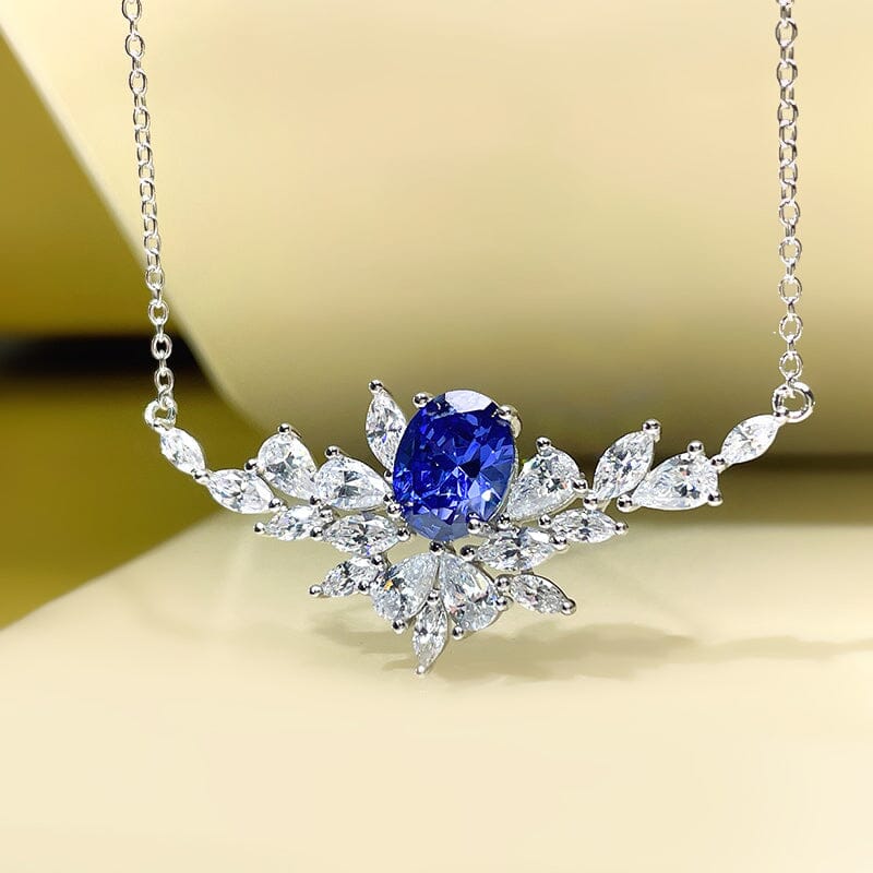 Leaf Sapphire Necklace - 925 Sterling SilverNecklace