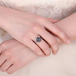 Black Onyx Cat Adjustable Ring - 925 Sterling SilverRing
