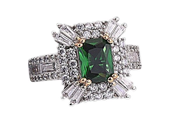 Starburst Emerald Zircon Silver RingRing