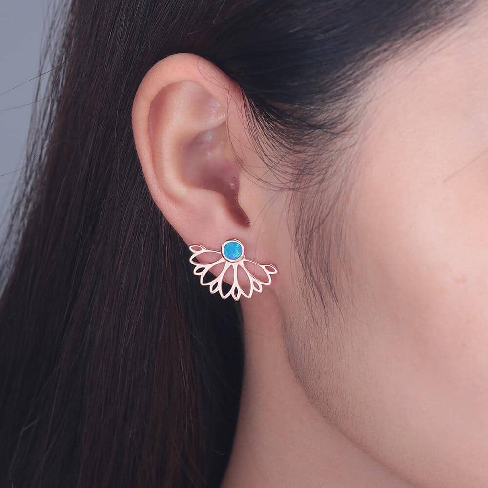Geometric Three Color Fire Opal Stud EarringsEarrings