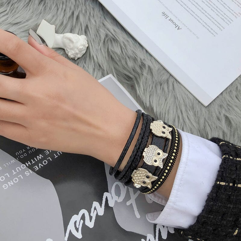 Rhinestone Owl Magnetic Buckle BraceletBracelet