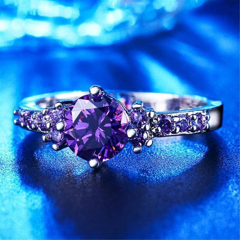 Amethyst Silver Plated Ring DiamondRing