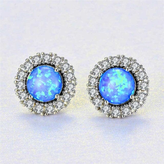 Green Fire Opal Cubic Zirconia Silver EarringsEarringsBlue Opal