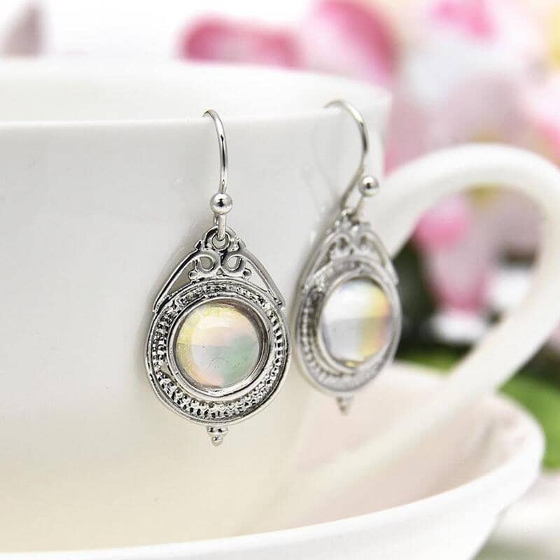 Vintage Bohemian Moonstone Silver EarringsEarrings