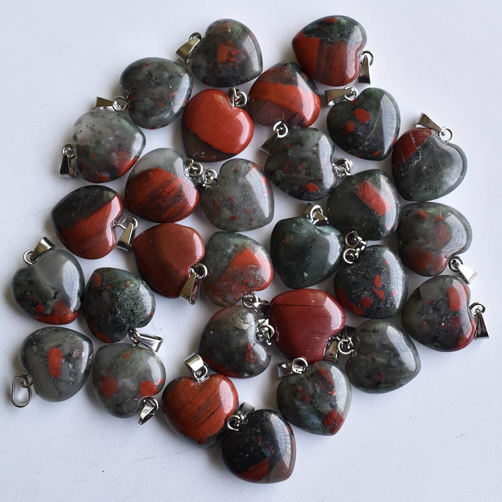 50pcs/Set Love Heart Bloodstone PendantsPendant