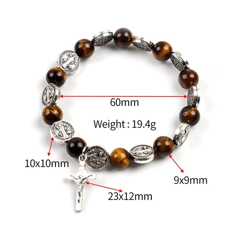WWJD Tiger Eye Beaded Rosary BraceletsBracelet