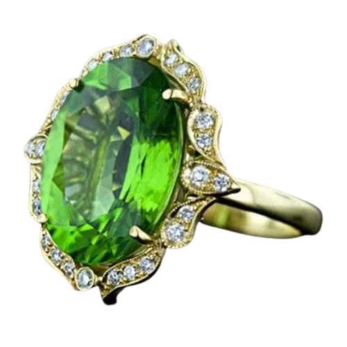 Unique Gorgeous Aesthetic Flower Design Peridot RingRing