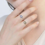 Lovely Blue Eyes Sapphire Gold and Silver Jewelry Set - 925 Sterling SilverRing