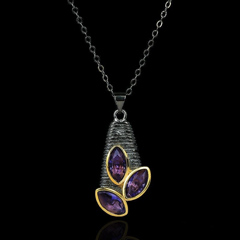 Leaf Purple Amethyst NecklaceNecklace