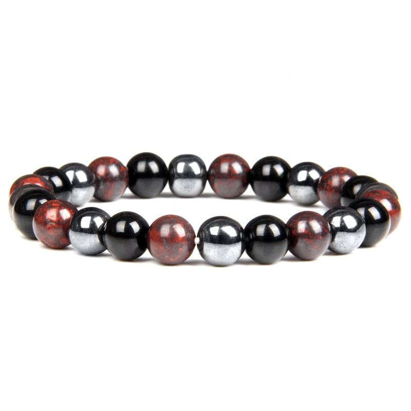 Black Obsidian, Hematite and Bloodstone Beaded BraceletBracelet17CM