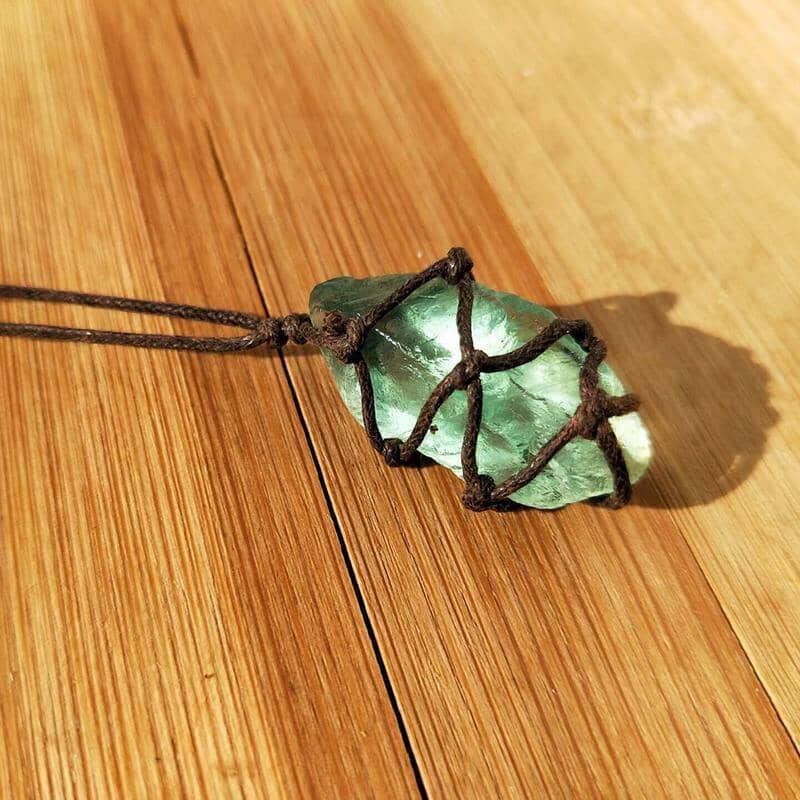 Natural Quartz Crystal Stone / Blue-Green Fluorite PendantPendant