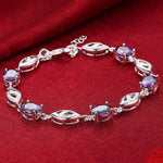 Fashion 925 Sterling Silver Geometric Amethyst BraceletBracelet