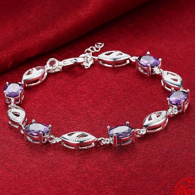 Fashion 925 Sterling Silver Geometric Amethyst BraceletBracelet