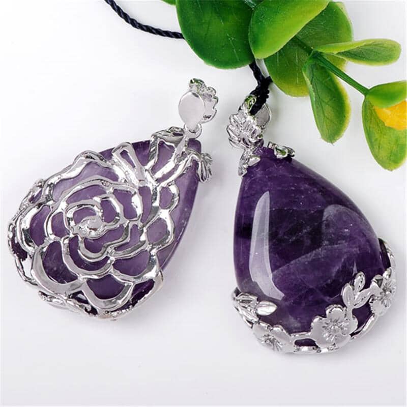 Amethyst Teardrop Pendant or Amethyst Teardrop NecklaceNecklace