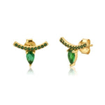 Ear Needle Stud Earrings - 925 Sterling SilverEarringsGreen