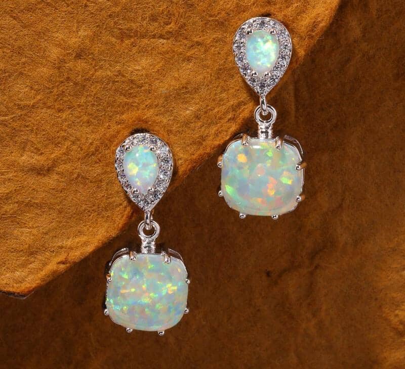 White Fire Opal EarringsEarrings