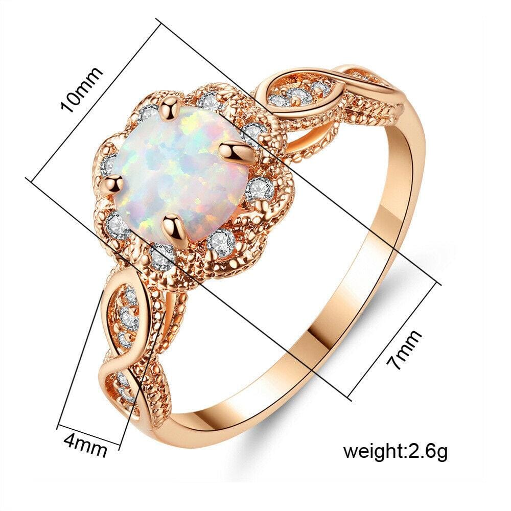 White Fire Opal Rose Gold RingRing