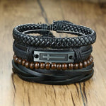 4Pcs/Set Braided Wrap Leather Bracelets for MenBraceletSet 15