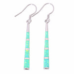 White and Green Fire Opal Drop Earrings - 925 Sterling SilverEarringsGreen