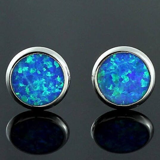 Blue Fire Opal Silver EarringsEarrings