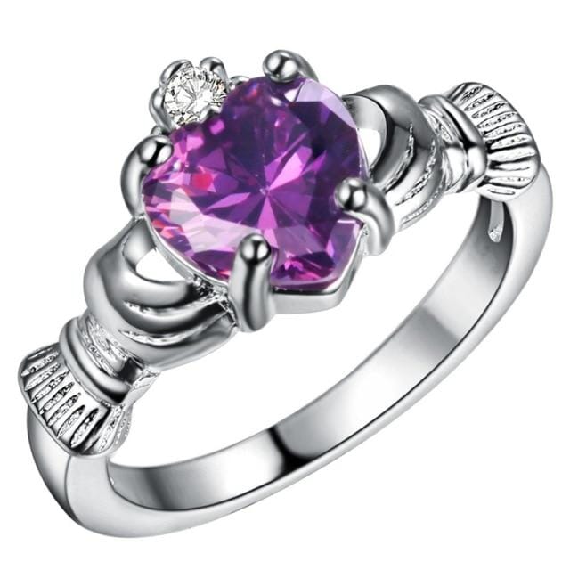 Elegant Amethyst Heart Ring - 925 Sterling SilverRing