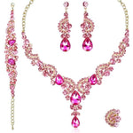 Blue Sapphire Necklace Earring SetEarrings4pcs Set Hot Pink