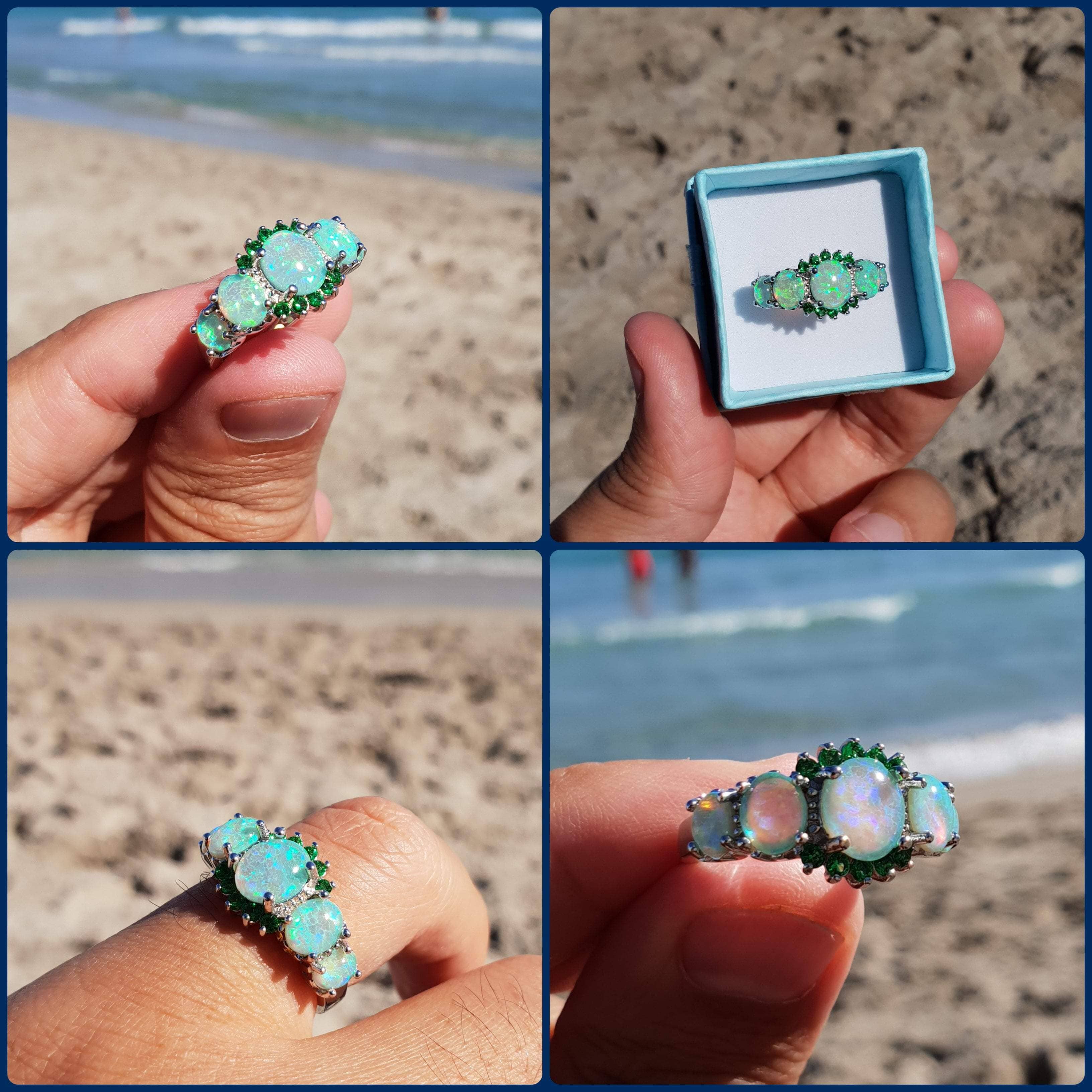 Green Fire Opal & Emerald RingRing