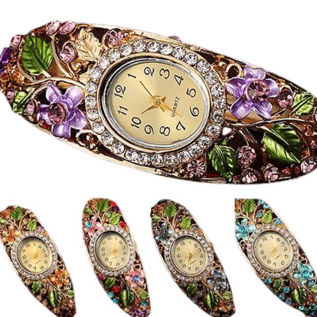 Gold Floral Bangle WatchWatch