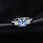3 Stone Square Natural Sky Blue Topaz Ring - 925 Sterling SilverRing