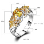 Yellow Citrine Bee Ring - 925 Sterling SilverRing