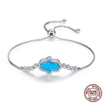 Blue Opal Hamsa Bracelet - 925 Sterling SilverBracelet