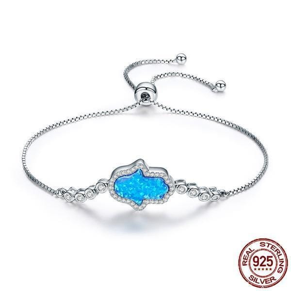 Blue Opal Hamsa Bracelet - 925 Sterling SilverBracelet