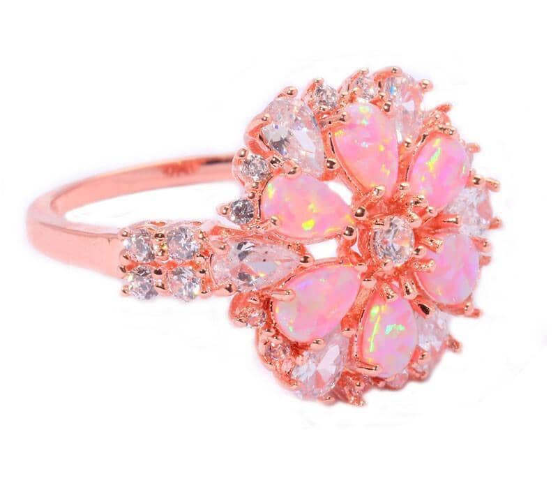 Pink Fire Opal Flower RingRing