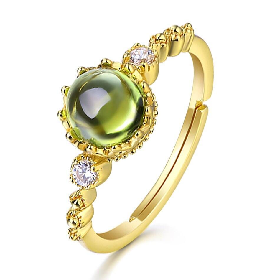 Lovely Genuine Natural Garnet Topaz Peridot Adjustable Ring - 925 Sterling SilverRingResizableperidot