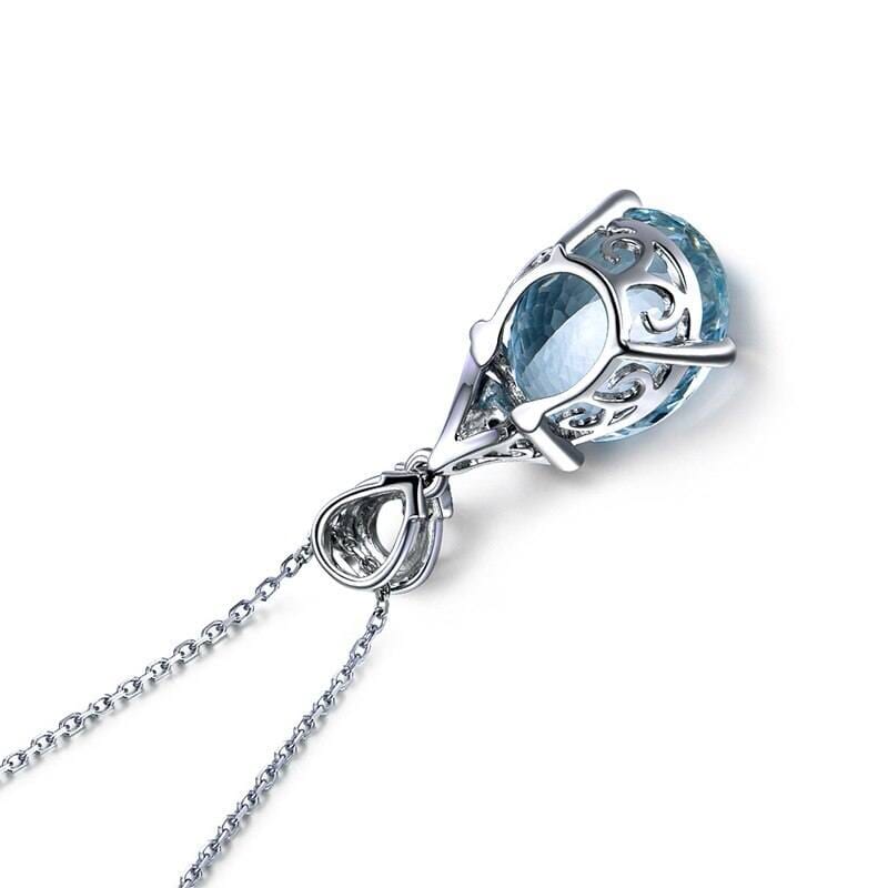 Fine Luxury Blue Topaz Pendant Necklace - 925 Sterling SilverNecklace