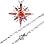 Starburst Orange Fire Opal Garnet Pendant NecklacePendant