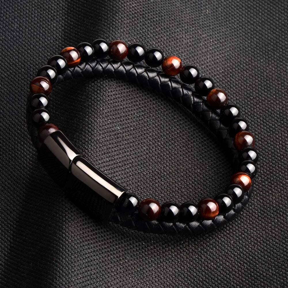 Natural Stone Genuine Leather Braided BraceletBracelet