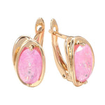 Luxury Natural Pink Fire Opal, Ruby and Diamond Stud Earrings - 585 Rose GoldEarrings